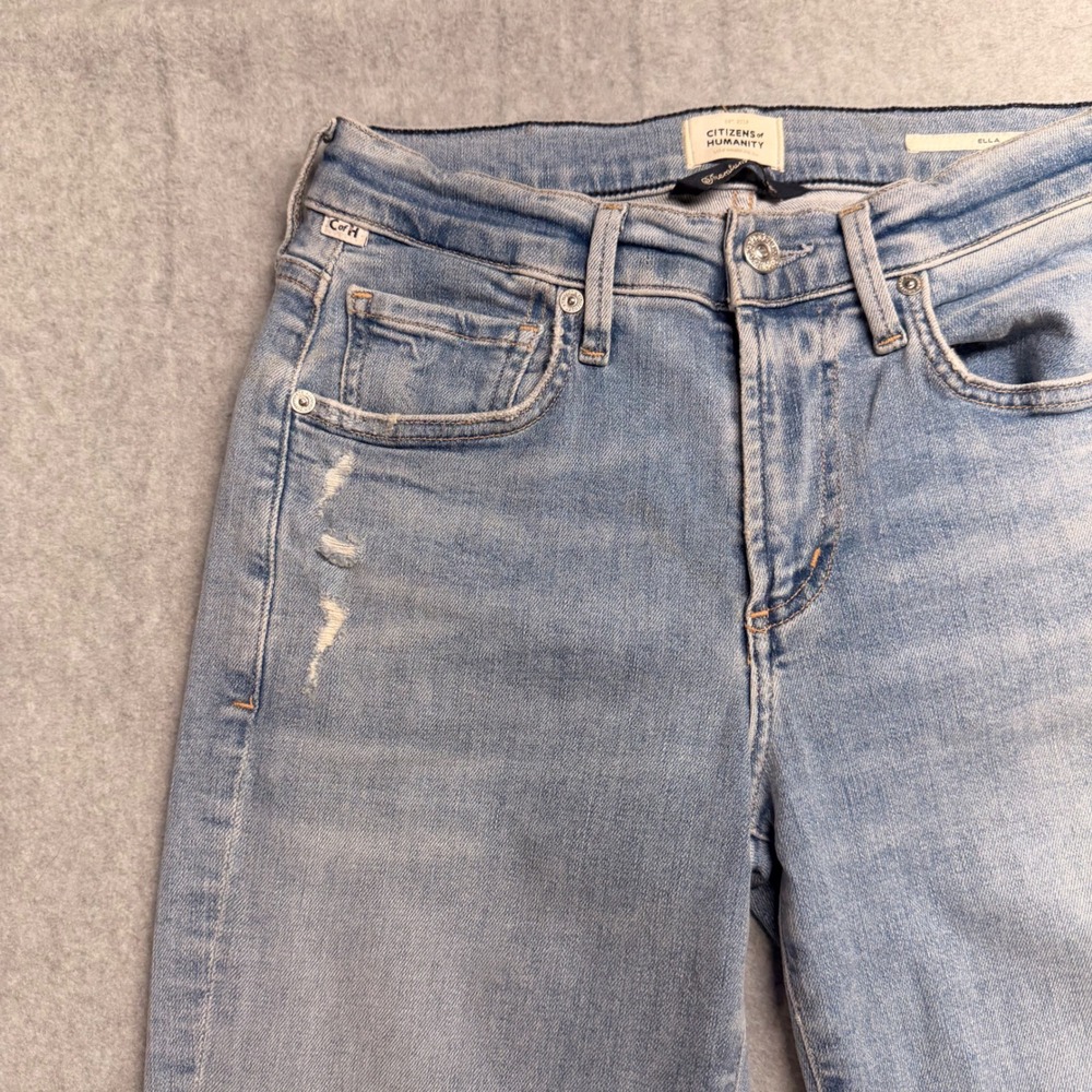 Citizens of Humanity Ella High Rise Straight Leg Jeans‎ Light Wash 24 Distressed - Picture 2 of 11